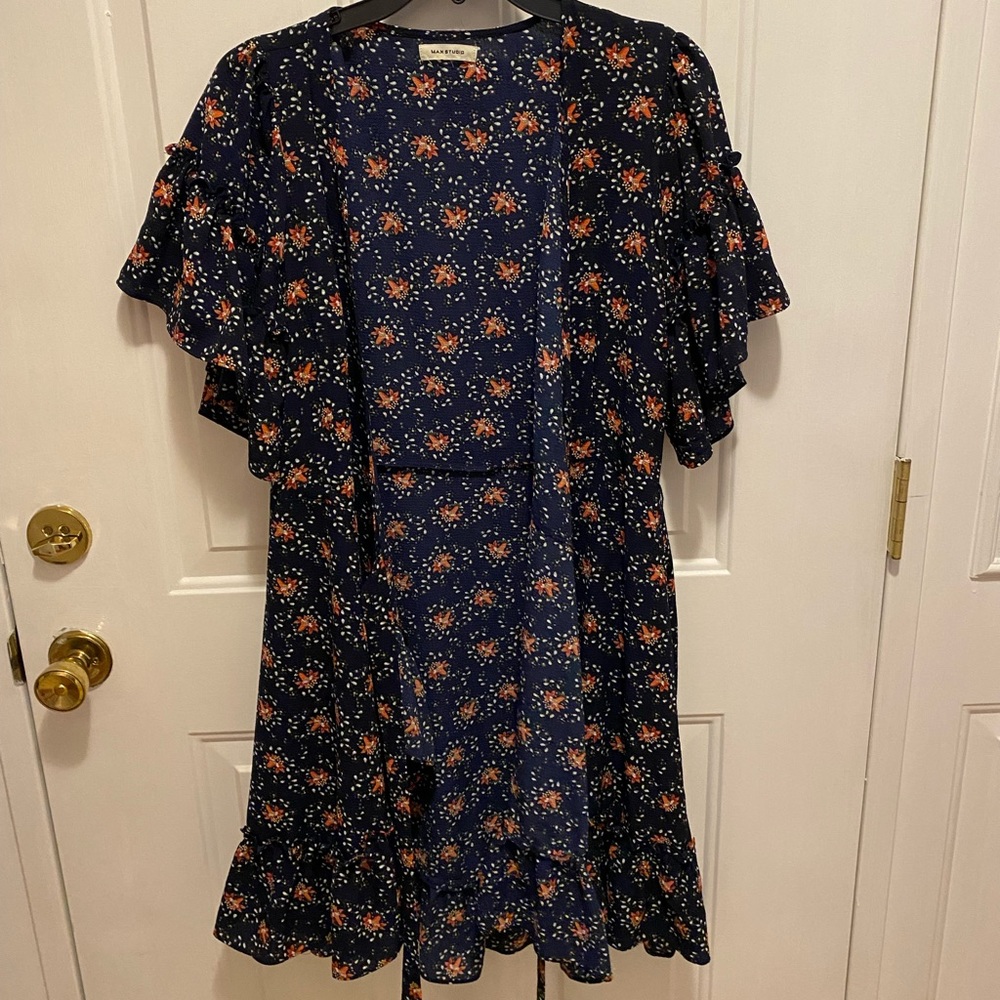 Max Studio Wrap Navy Dress